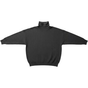 Mark Shale Mens XL Cashmere Turtleneck Sweater Charc Gray Ribbed‎ Knit Oversized